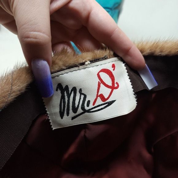 Mr D Womens Hat Vtg 1960s Light Brown Mink Fur Pillbox Mid Century Modern Luxury - Picture 7 of 9